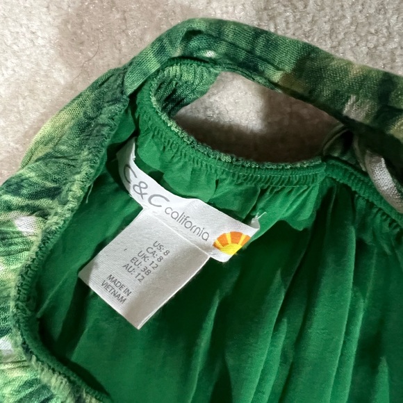 C&C California Maxi Dress Size 8 Green Palm Tropical Sleeveless Casual - Picture 8 of 8